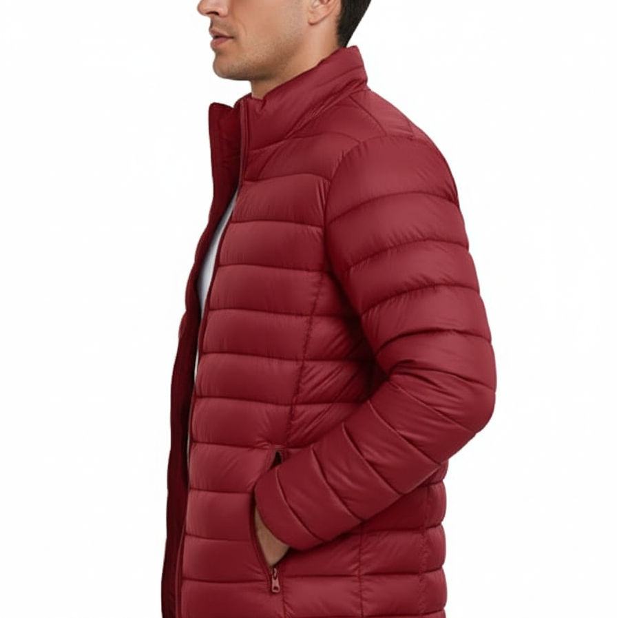 Doudoune légère matelassée homme – Rouge bordeaux
